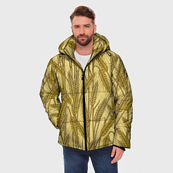 Куртка зимняя мужская Винтажные колоски пшеницы, цвет: 3D-красный — фото 2