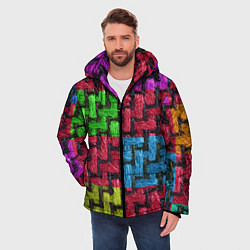 Куртка зимняя мужская Грубая вязка - цветная клетка - fashion 2044, цвет: 3D-светло-серый — фото 2