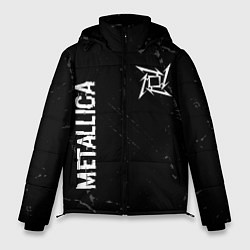 Мужская зимняя куртка Metallica glitch на темном фоне: надпись, символ