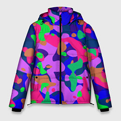 Куртка зимняя мужская Абстракция в неоновых цветах, цвет: 3D-светло-серый
