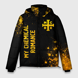 Мужская зимняя куртка My Chemical Romance - gold gradient: надпись, симв