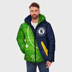Куртка зимняя мужская Chelsea football field, цвет: 3D-черный — фото 2