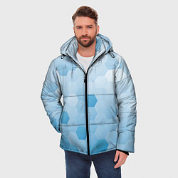 Куртка зимняя мужская Светло-синяя текстура-паттерн, цвет: 3D-светло-серый — фото 2