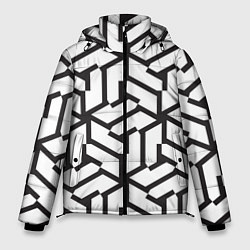 Куртка зимняя мужская Чёрно-белый бесконечный лабиринт, цвет: 3D-черный