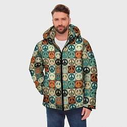 Куртка зимняя мужская Peace symbol pattern, цвет: 3D-черный — фото 2