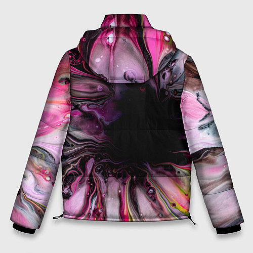 Мужская зимняя куртка Розовые краски и волны / 3D-Черный – фото 2