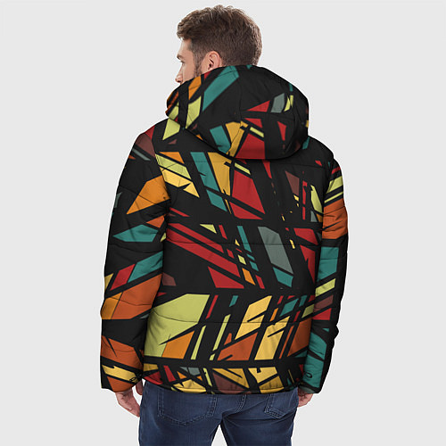 Мужская зимняя куртка Абстракция в разноцветных линиях / 3D-Светло-серый – фото 4