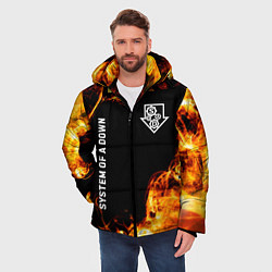 Куртка зимняя мужская System of a Down и пылающий огонь, цвет: 3D-черный — фото 2