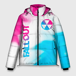 Мужская зимняя куртка Fallout neon gradient style: надпись, символ