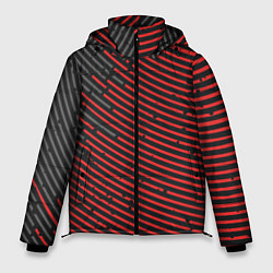 Куртка зимняя мужская Красно-серые круги, цвет: 3D-красный