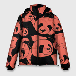 Куртка зимняя мужская С красными пандами, цвет: 3D-черный
