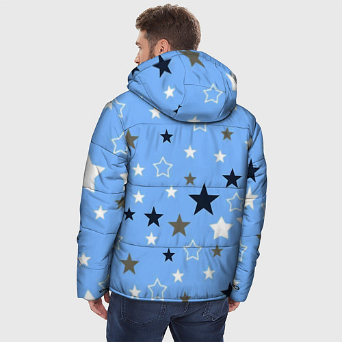 Мужская зимняя куртка Звёзды на голубом фоне / 3D-Светло-серый – фото 4