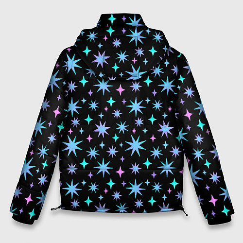 Мужская зимняя куртка Зимние цветные звезды / 3D-Черный – фото 2