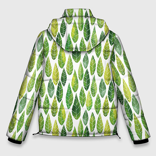 Мужская зимняя куртка Акварельные листья / 3D-Черный – фото 2