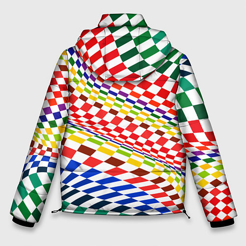 Мужская зимняя куртка Разноцветная оптическая иллюзия / 3D-Черный – фото 2