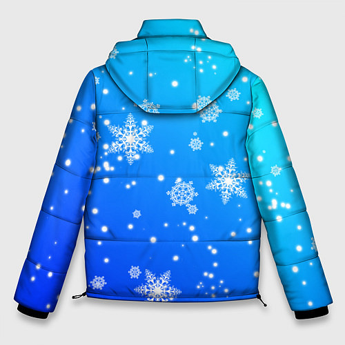 Мужская зимняя куртка Снежинки на голубом фоне / 3D-Черный – фото 2