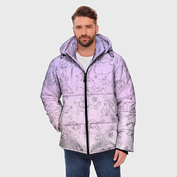 Куртка зимняя мужская Зайчики в облачках, цвет: 3D-красный — фото 2