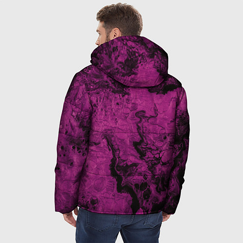 Мужская зимняя куртка Тёмно-розовые краски во тьме / 3D-Светло-серый – фото 4