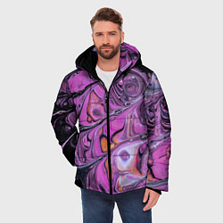 Куртка зимняя мужская Фиолетовые краски и камни, цвет: 3D-красный — фото 2