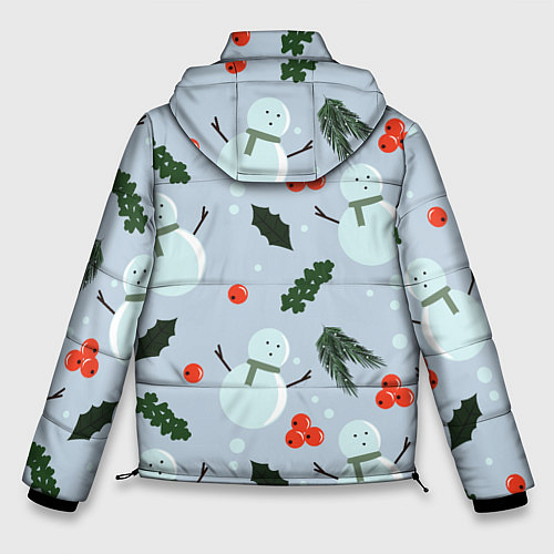 Мужская зимняя куртка Снеговики и ягодки / 3D-Черный – фото 2