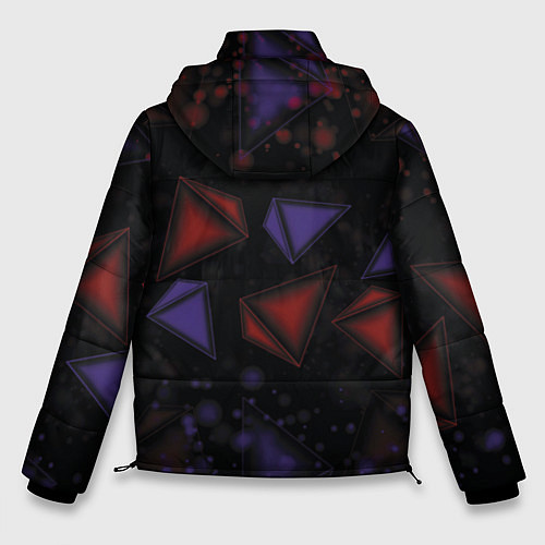Мужская зимняя куртка Красные и синие треугольники / 3D-Черный – фото 2