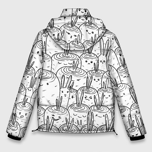 Мужская зимняя куртка Раскраска кролики в морковном поле / 3D-Черный – фото 2