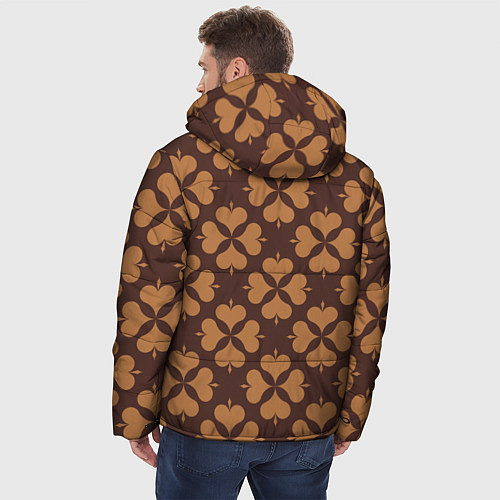 Мужская зимняя куртка Четырехлистный клевер коричневый / 3D-Светло-серый – фото 4