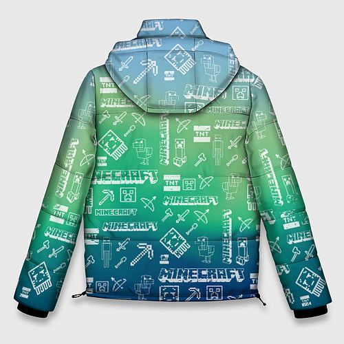Мужская зимняя куртка Майнкрафт символы на потертом фоне / 3D-Красный – фото 2
