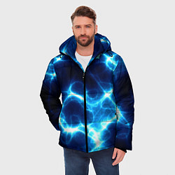 Куртка зимняя мужская Молния грозовая - электрические разряды, цвет: 3D-красный — фото 2