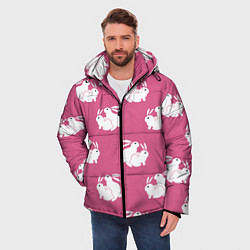 Куртка зимняя мужская Сексуальные кролики на розовом, цвет: 3D-черный — фото 2