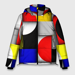 Куртка зимняя мужская Оптическая иллюзия из кругов, прямоугольников и фи, цвет: 3D-черный