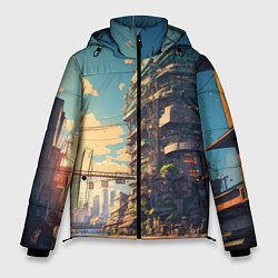 Куртка зимняя мужская Японский город в аниме, цвет: 3D-светло-серый