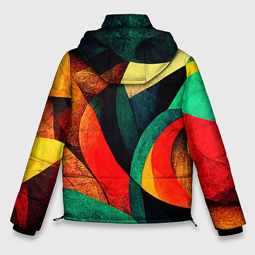 Мужская зимняя куртка Текстурированная цветная абстракция / 3D-Черный – фото 2