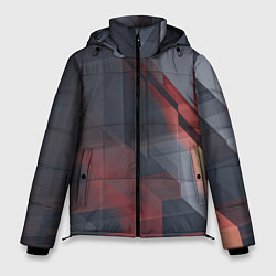 Куртка зимняя мужская Серые и красные призрачные стёкла, цвет: 3D-красный