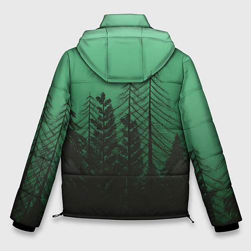 Мужская зимняя куртка Зелёный туманный лес / 3D-Черный – фото 2