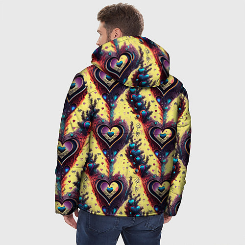 Мужская зимняя куртка Паттерн яркие сердца / 3D-Светло-серый – фото 4