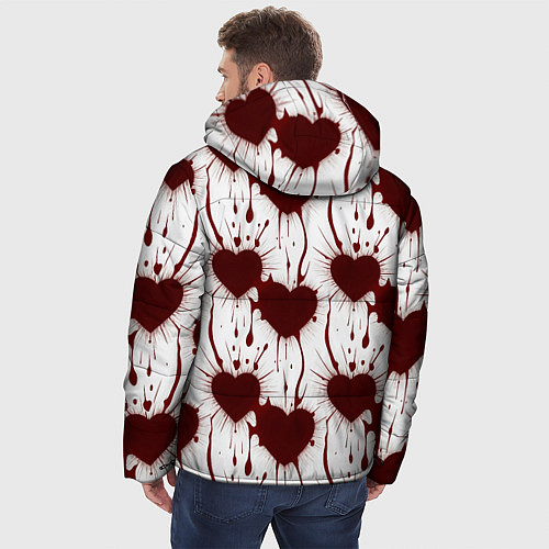 Мужская зимняя куртка Паттерн разбитое сердце / 3D-Светло-серый – фото 4