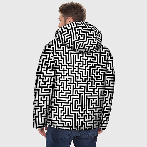 Мужская зимняя куртка Черно-белый лабиринт / 3D-Светло-серый – фото 4