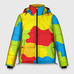 Куртка зимняя мужская Кляксы разноцветные - детский камуфляж, цвет: 3D-светло-серый