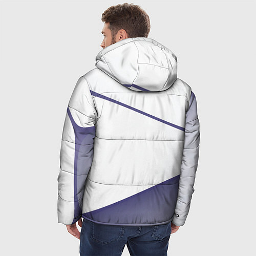 Мужская зимняя куртка Абстрактный белый и фиолетовый паттерн / 3D-Светло-серый – фото 4