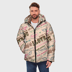 Куртка зимняя мужская Ретро дизайн про любовь, цвет: 3D-светло-серый — фото 2