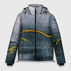 Куртка зимняя мужская Серо-светлый абстрактный туман и краски, цвет: 3D-черный
