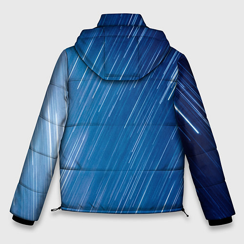 Мужская зимняя куртка Белые полосы на синем фоне / 3D-Черный – фото 2