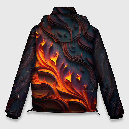 Мужская зимняя куртка Огненный орнамент с языками пламени / 3D-Черный – фото 2
