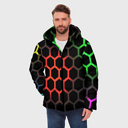 Куртка зимняя мужская Gradient hexagon genshin, цвет: 3D-черный — фото 2
