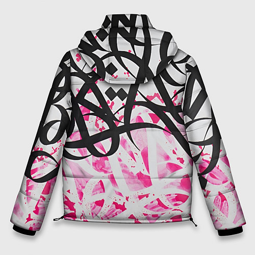 Мужская зимняя куртка Черно-розовая каллиграфия / 3D-Черный – фото 2