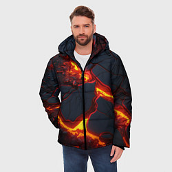 Куртка зимняя мужская Красивая неоновая лава, цвет: 3D-черный — фото 2