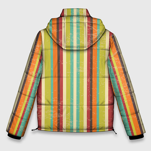 Мужская зимняя куртка Абстрактное множество разноцветных полос / 3D-Черный – фото 2