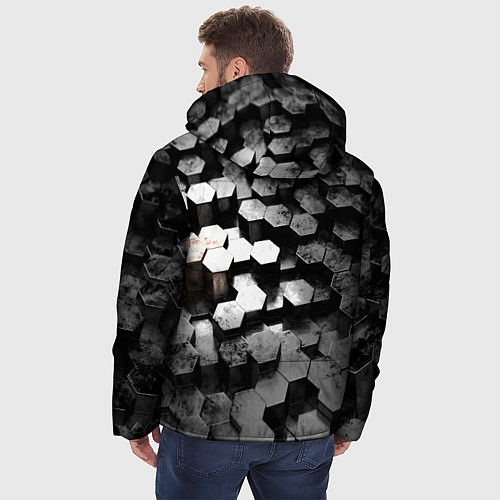 Мужская зимняя куртка Карбоновые соты абстрация / 3D-Светло-серый – фото 4