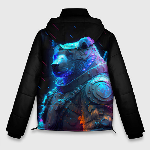 Мужская зимняя куртка Неоновый медведь воин / 3D-Черный – фото 2